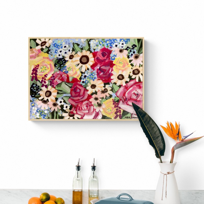 Rose accents on a flower bed 20x27,5 inch