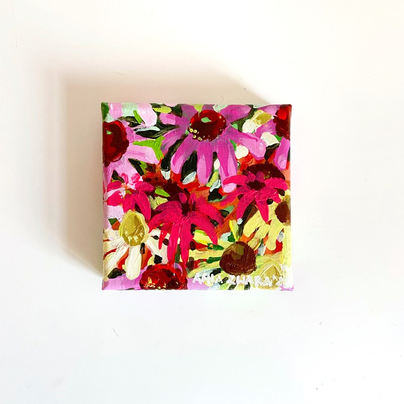 Asters and echinacea 6x6 inch