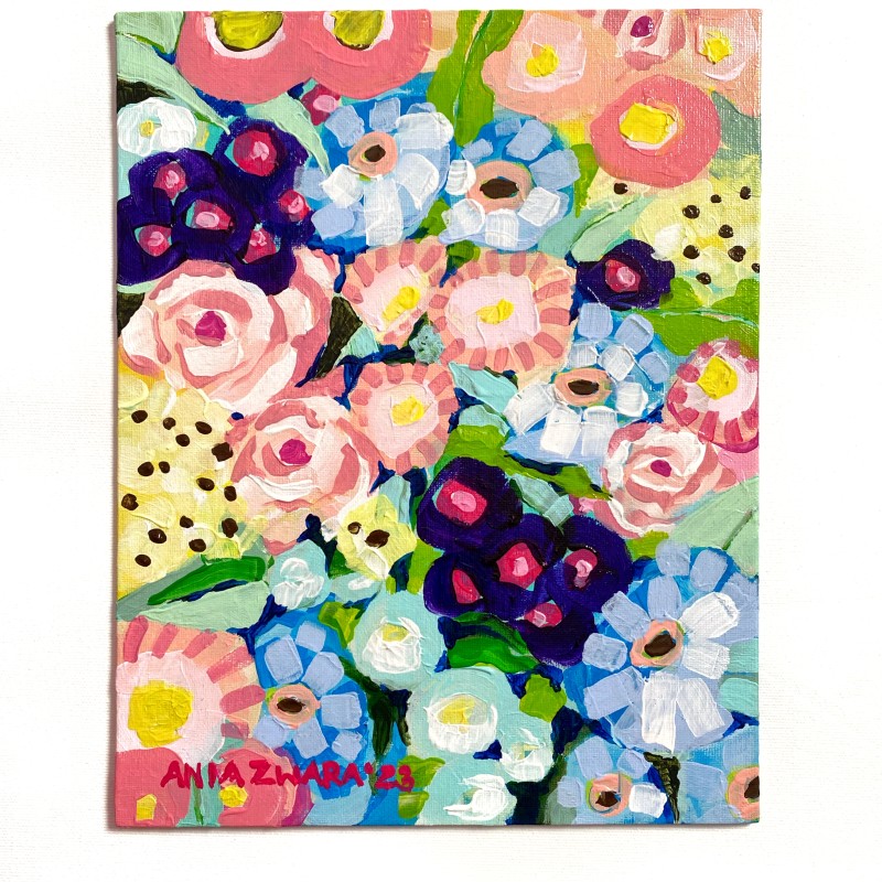 (SOLD) Forget-me-nots create the atmosphere 9x12 inch